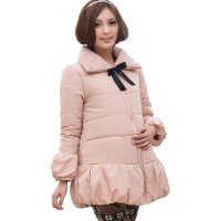 可可心依韩版孕妇装孕妇冬装棉衣新款蝴蝶结上衣外套