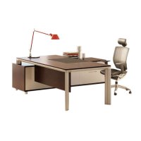 leadshine翼实木班台A 主管桌 老板桌 电脑桌 不含黑色抽拉皮板