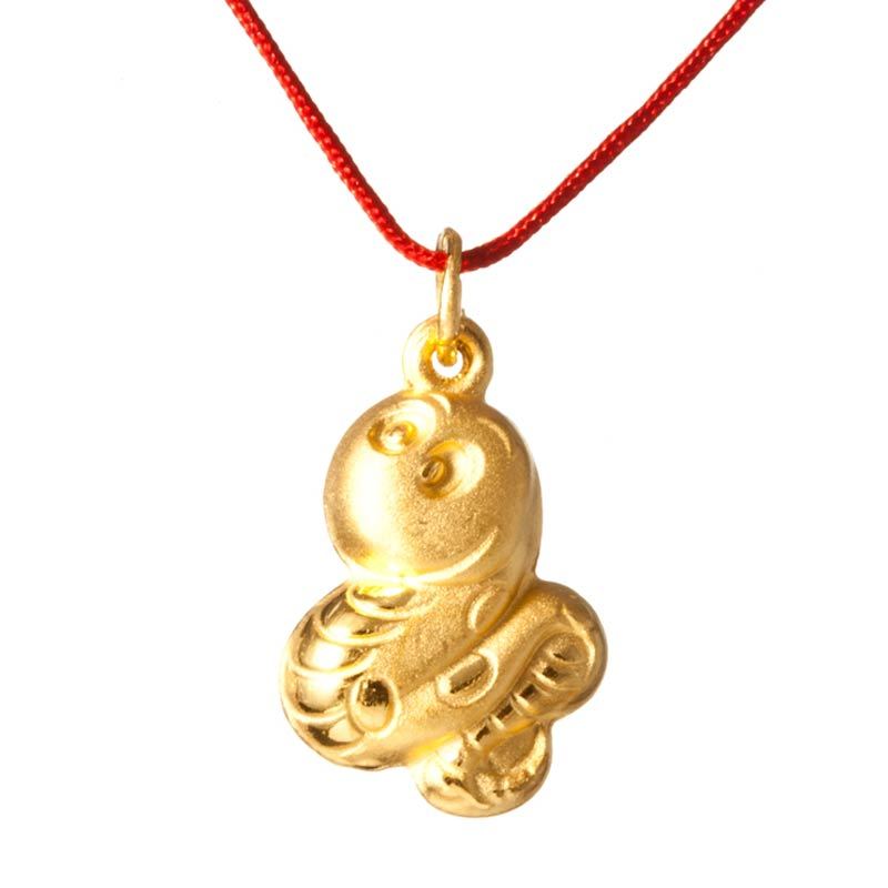 梦克拉 mkela 足金卡通生肖吊坠 黄金十二生肖吊坠 生肖蛇