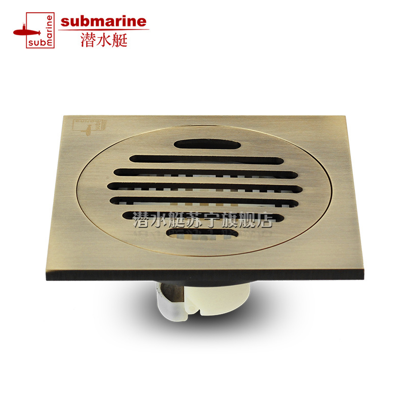 潜水艇(submarine)青古铜地漏防臭式铜质系列 配仿古砖