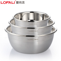 LOFALi爱尚活加厚不锈钢调料盆打蛋盆和面盆洗菜盆汤盆多功能厨具16CM+20CM+24CM原色组合