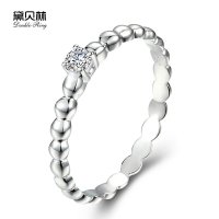 黛贝林珠宝正品白18k金钻石戒指单钻镶嵌关节戒订婚求婚钻戒女