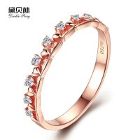 黛贝林珠宝正品玫瑰18k金钻石戒指排钻群镶女钻戒结婚求婚送礼