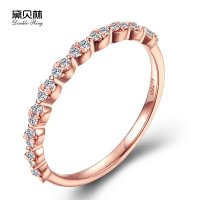 黛贝林珠宝正品18k玫瑰金钻石戒指群镶排钻关节婚戒女款结婚钻戒