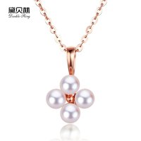 黛贝林珠宝18k玫瑰金珍珠项链强光淡水珍珠镶嵌黄金吊坠女款