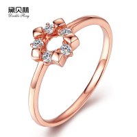 黛贝林珠宝正品18k玫瑰金钻石戒指五角星五钻镶嵌钻戒女结婚