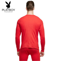 PLAYBOY花花公子男女纯棉大红基础保暖内衣套装情侣款结婚本命年鸿运全棉秋衣秋裤