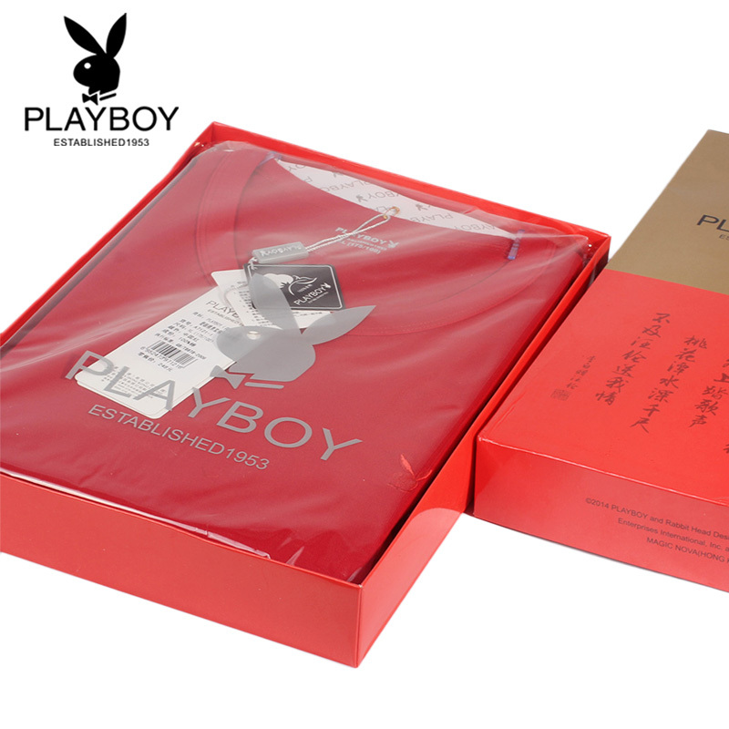 PLAYBOY花花公子男女纯棉大红基础保暖内衣套装情侣款结婚本命年鸿运全棉秋衣秋裤