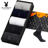 花花公子PLAYBOY男士纯棉袜子中筒袜休闲运动四季透气商务袜子礼盒装