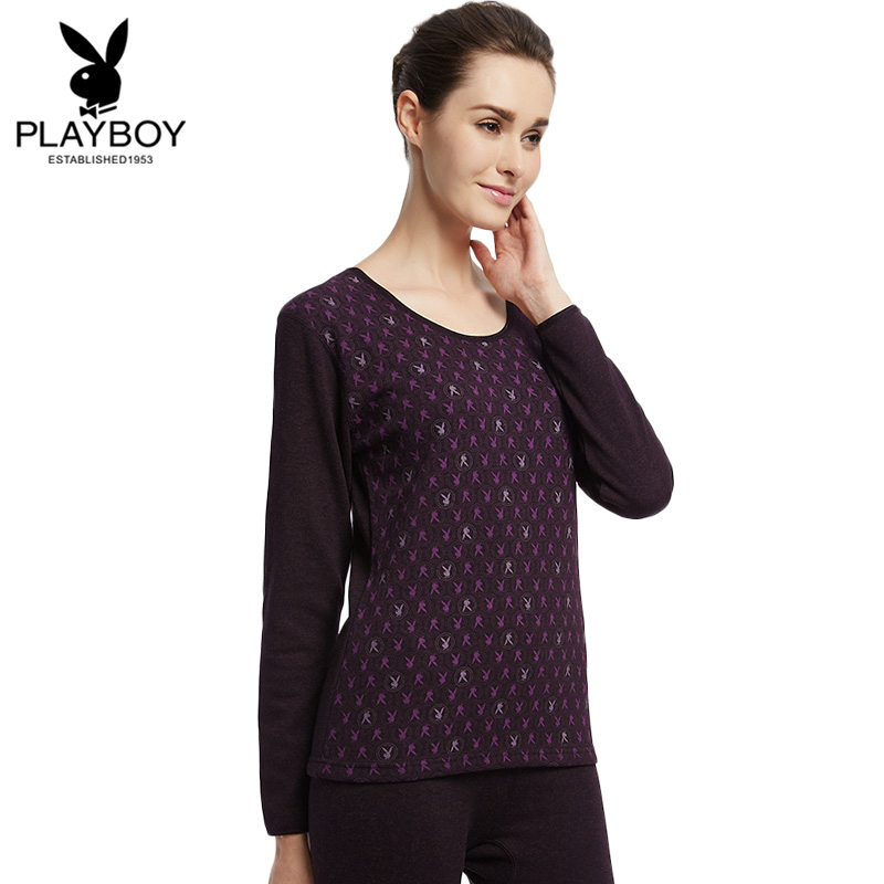 PLAYBOY花花公子男女保暖内衣印花情侣款加绒加厚秋衣秋裤8710 8711