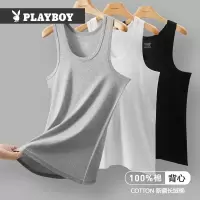 花花公子男士背心男新款透气纯棉薄款全棉罗纹打底背心男