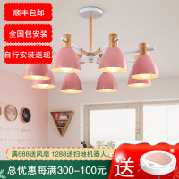 七只蚂蚁 北欧客厅灯餐厅吊灯简约现代创意时尚铁艺咖啡吧台灯马卡龙灯具灯具其他带木马卡龙彩色吊灯多头铁艺吊灯