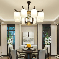 七只蚂蚁 新中式吊灯客厅灯中国风大气简约灯具铁艺餐厅卧室大吊灯大厅灯饰新中式吊灯客厅酒店大堂吊灯中式灯 ZY-9827