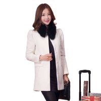 吾予服饰 呢子大衣韩版2013秋冬新品中长款毛呢大衣 毛毛领纯色毛呢外套女 IM3OT044