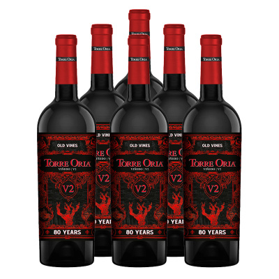 奥兰Torre Oria 西班牙进口红酒 古藤80年干红葡萄酒 V2 750ML*6瓶