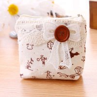 简家 小清新蕾丝蝴蝶结布艺零钱包 可爱纽扣小包硬币钱包K2521