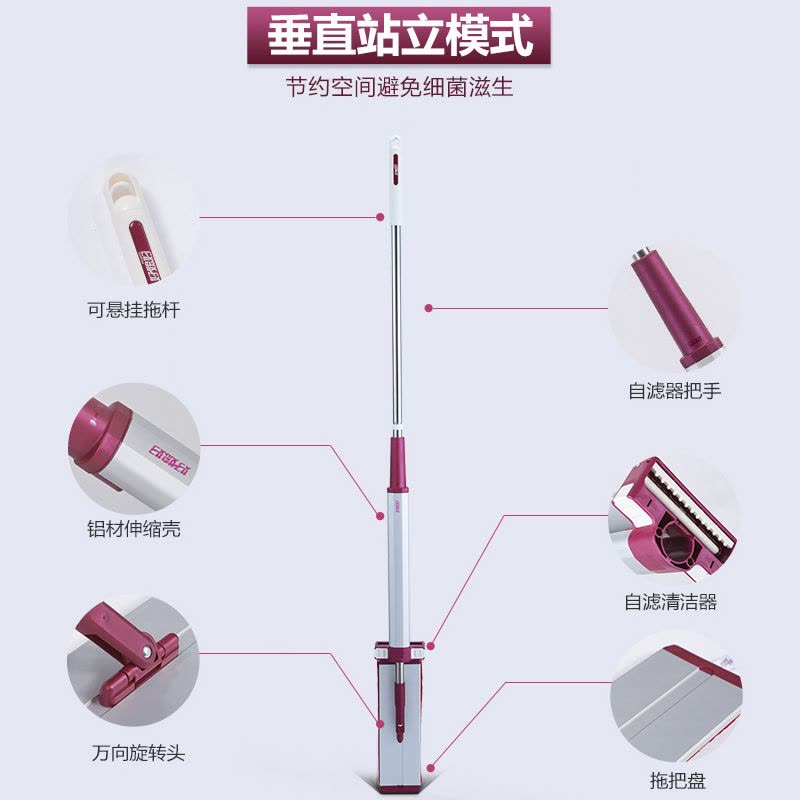 好媳妇 家用免手洗懒人平板旋转拖把 实木 瓷砖地 不锈钢好神拖图片
