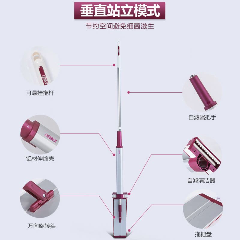 好媳妇 家用免手洗懒人平板旋转拖把 实木 瓷砖地 不锈钢好神拖图片