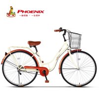 凤凰自行车新品淑女轻便通勤车休闲复古单车男女学生车26寸藤井