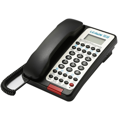 领域901D客房宾馆logo定制面板一键拨号来电显示防水座机酒店 宾馆客房内线电话黑色