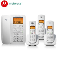摩托罗拉C4200C家用无线远距离子母机 商用大功率数字无绳字母电话机 一拖二座机分机商务办公室专用白色一拖三