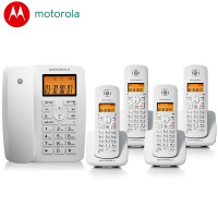 摩托罗拉C4200C家用无线远距离子母机 商用大功率数字无绳字母电话机 一拖二座机分机商务办公室专用白色一拖四
