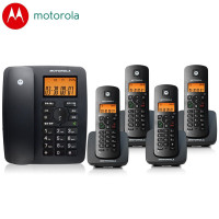 摩托罗拉C4200C家用无线远距离子母机 商用大功率数字无绳字母电话机 一拖二座机分机商务办公室专用黑色一拖四