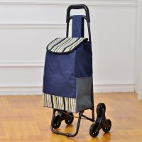 奕辰 6轮可折叠购物车 爬楼梯购物车 手拉车小推车 青条纹