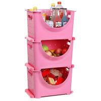 奕辰 糖果色塑料水果筐收纳筐置物架