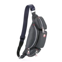 瑞士军刀男士胸包真皮男包大容量荔枝纹牛皮腰包斜挎包男式休闲包 BM051006