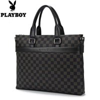 花花公子PLAYBOY男包男士商务包斜挎电脑包公文包男款手提包120015-1横款大号易购促销价
