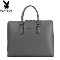 花花公子 PLAYBOY 男包 韩版商务头层牛皮手提包 男士单肩包 时尚公文包电脑包