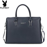 花花公子PLAYBOY真皮男包 男士手提包横款牛皮男士包包商务男包单肩包斜挎包商务公文包