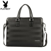 花花公子PLAYBOY男包 新款时尚男士手提包牛皮商务公文包单肩斜挎包PBE0081-5B