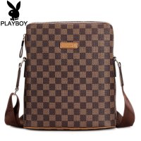 花花公子PLAYBOY男士单肩包新款格子休闲斜挎包潮男包PBF4114-5C