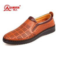 夏季新款 3515强人男鞋 真皮休闲洞洞凉鞋 男士商务休闲套脚打孔凉鞋 DD6728
