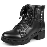 3515强人女鞋2014秋冬羊毛时尚马丁靴女帅气粗跟马丁靴黑9T-465C