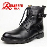 3515强人军靴新款冬季男式羊毛靴 潮流中帮牛皮休闲皮靴 9S-3087CG
