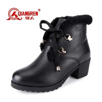 3515强人军靴女式新款羊毛棉靴子潮流时尚休闲牛皮靴 9L-3800M