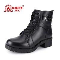 3515强人羊毛马丁靴真皮时尚机车靴筒靴粗跟加绒女短靴 9T-463C