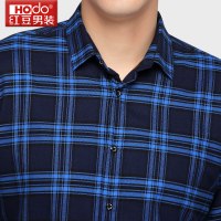 HODO红豆男装 保暖衬衫男 秋冬男士商务休闲加绒格子保暖衬衣