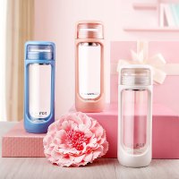 富光单层玻璃杯男女士带滤网水杯商务办公泡茶杯隔热防摔杯子 350ml