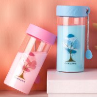 玻璃杯可爱随手杯便携水杯男女士学生创意杯子带盖牛奶果汁杯