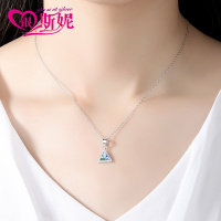 银斯妮 925银项链女日韩版守望水晶吊坠锁骨链百搭配饰生日守望水晶银项链