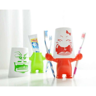 艾可思 创意搞怪卡通爱情大力士 塑料牙刷架+漱口杯+牙膏座洗漱套装