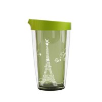 艾可思 时尚浪漫亲吻双层杯 环保塑料杯子 350ml