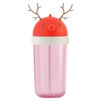 艾可思 鹿角吸管水杯 防尘可翻式盖子 环保健康手提用杯子 360ml