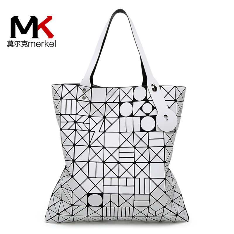 莫尔克(MERKEL)新款10格和弦女包时尚镭射菱格单肩手提包超轻几何折叠软包