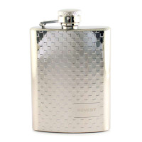 Honest百诚304不锈钢随身酒壶 户外便携式4盎司镜光压花 小方格