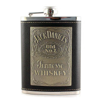 Honest百诚304不锈钢随身酒壶 户外便携式8盎司包皮贴片 黑色